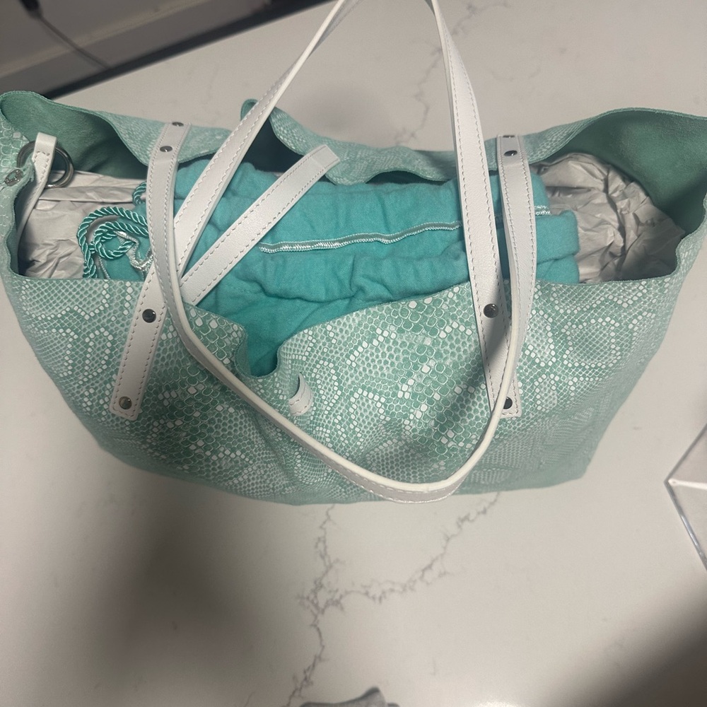 New Tiffany & Co. Reversible Python Print Suede T… - image 2